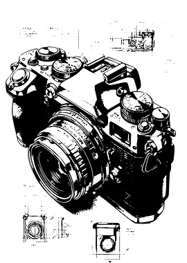 Black and White Camera Illustration