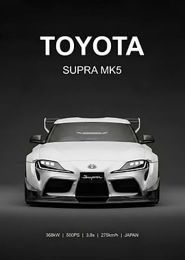 white Toyota Supra MK5 jdm poster