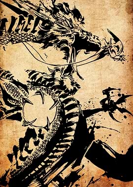Ink Wash Dragon Illustration