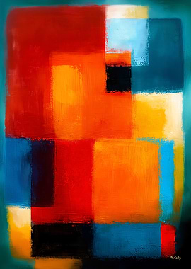 Celestial Color Fields Abstract Geometric Blocks