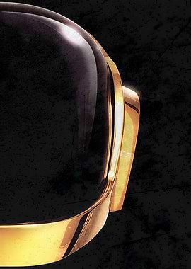 Close-up of a golden helmet visor