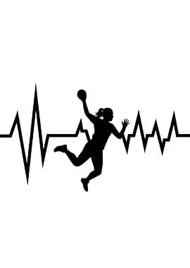 Handball Player Heartbeat Silhouette