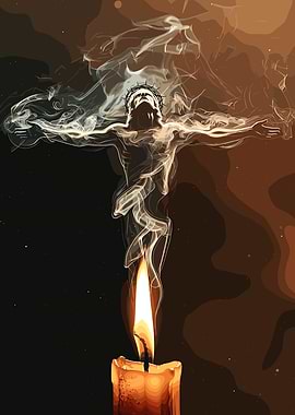 Jesus Christ Smoke Candle Art