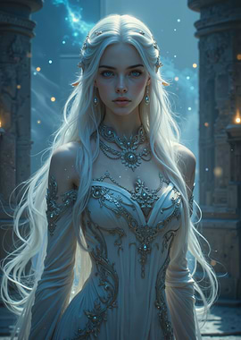 Ethereal Elf Princess in White Gown