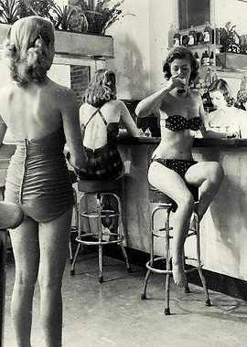 Women in Swimwear at a Bar