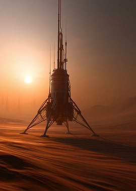 Mars Lander at Sunset