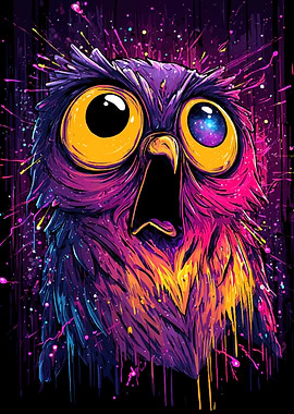 Psychedelic Owl with Galaxy Eye