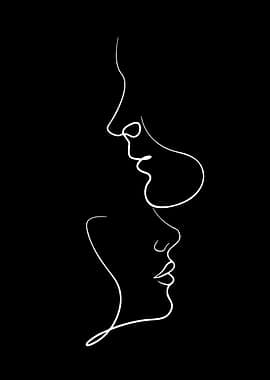 Minimalist Line Art of Two Faces