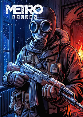 Metro Exodus Soldier with Gas Mask and Rifle