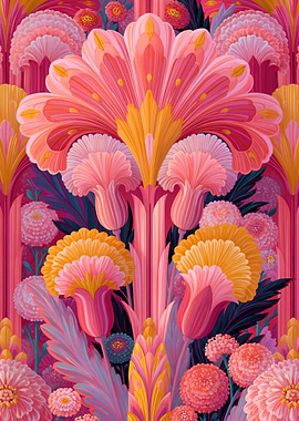 Vibrant Pink and Yellow Floral Pattern