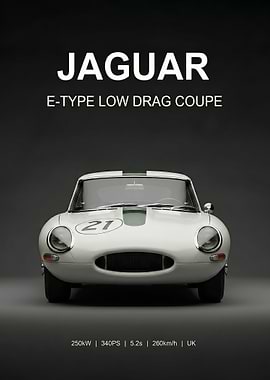 white Jaguar E-Type Low Drag Coupe