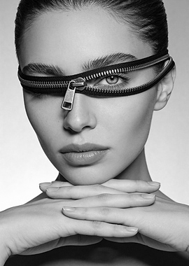 Model with Zipper Over Eyes