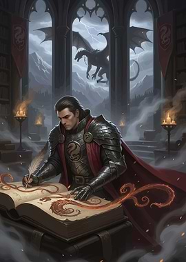 Knight Writing Dragon Lore