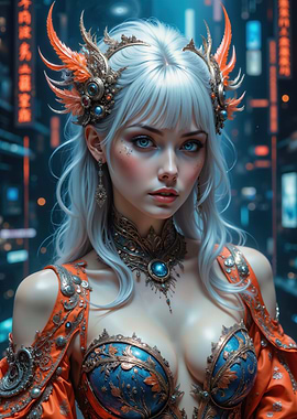 Cyberpunk Fantasy Woman Portrait