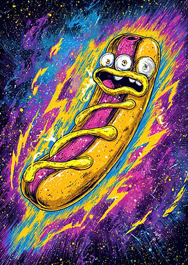 Psychedelic Hot Dog in Space