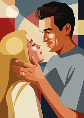 Couple in Abstract Geometric Setting