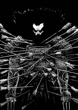 Samurai pierced by arrows