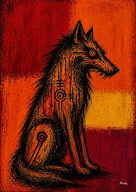 Mystical Wolf with Symbols