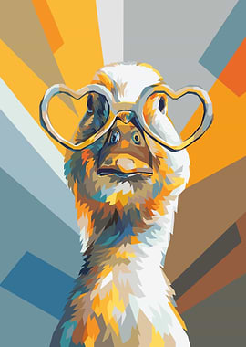 Duck Wearing Heart Sunglasses