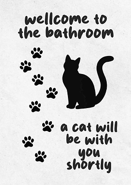 Cat Paw Prints Welcome to the Bathroom