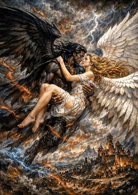 Angel and Demon Embrace
