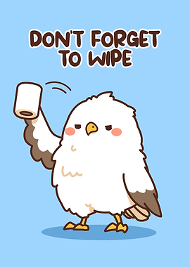 Cute Bird Holding Toilet Paper