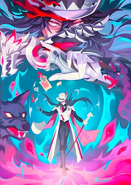 Mysterious Magician with Wolf Companions