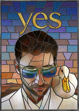 Stained Glass Movie with Duck and 'Yes'