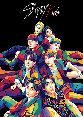 Stray Kids Group Portrait WPAP Style