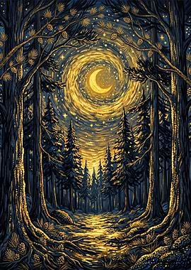 Enchanted Forest Night Scene