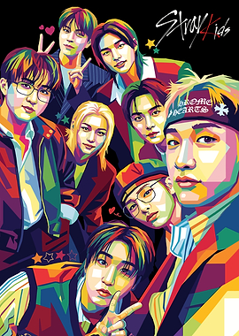 Stray Kids Pop Art Portrait