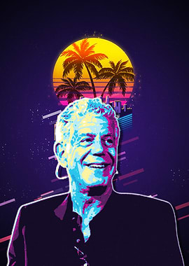 Anthony Bourdain Retro Sunset Portrait