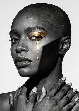 Golden Tear Makeup Portrait