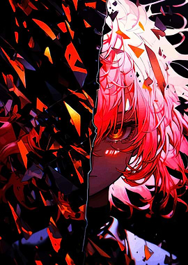 Shattered Anime Girl Portrait