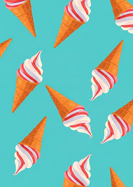 Seamless Ice Cream Cone Pattern