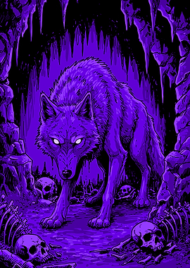 Fierce Wolf in a Sober Cave Ilustration