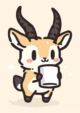 Cute Gazelle Holding a Marshmallow