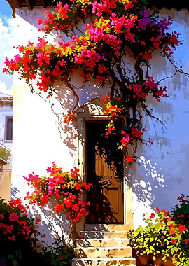 Bougainvillea Overgrown Doorway