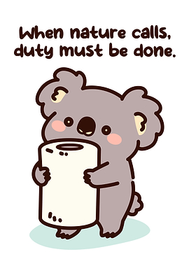 Cute Koala Holding Toilet Paper