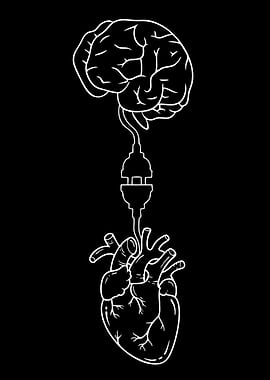 Brain and Heart Connected by Plug