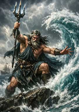 Poseidon commanding the sea