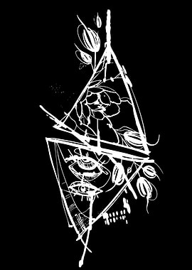 Geometric Eye and Floral Tattoo Design