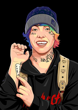 Colorful Lil Xan with Tattoos
