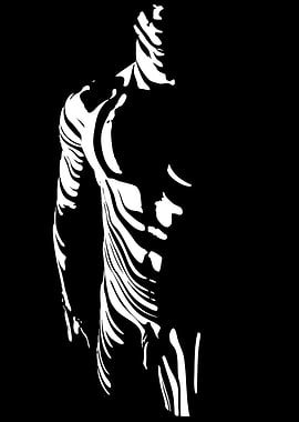 Muscular Man Silhouette with Dramatic Lighting
