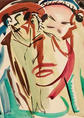 Abstract Faces in Watercolor