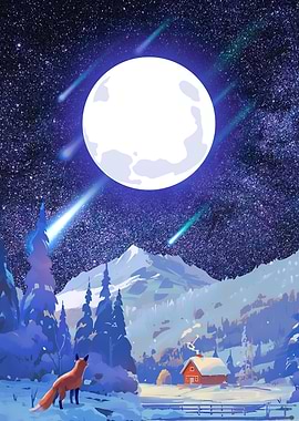 Fox Under Meteor Shower