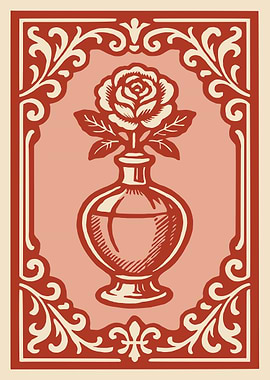 Rose in a Bottle with Ornate Frame