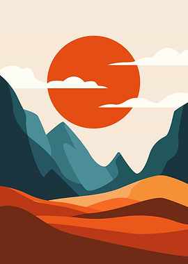 Minimalist Sunset Landscape