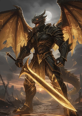 Dragon Knight with Glowing Sword