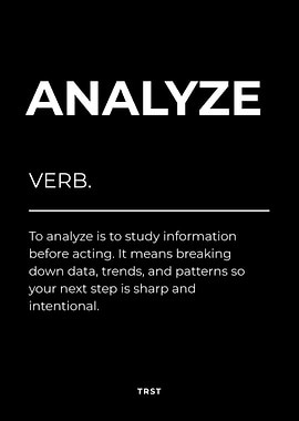 Analyze Definition Poster – Success Mindset, Office Wall Decor, Minimalist Black & White Poster
